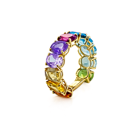 Anel em Ouro 18k com Pedras Naturais Brasileiras