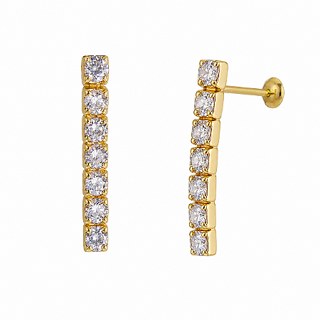 Brinco em Ouro 18k Riviera com Zirconias