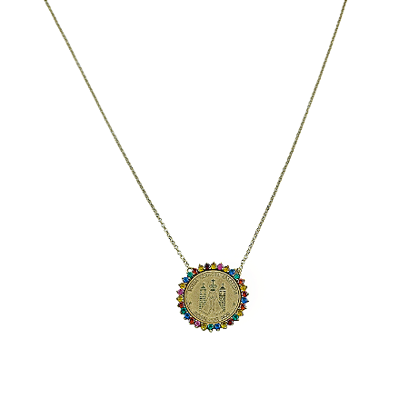 Gargantilha em Ouro 18k  Nossa Senhora Aperecida com Zirconias