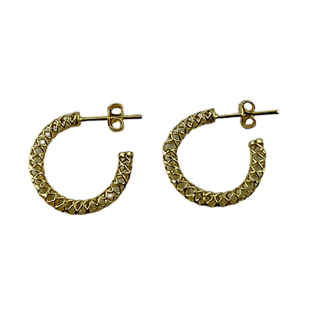 Brinco em Ouro 18k Meia Argola Vazada