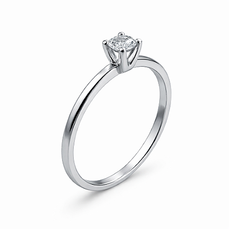 Anel em Prata 925 Solitário com Zirconia 5,00mm