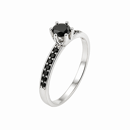 Anel em Prata 925 com Zircônia Preto