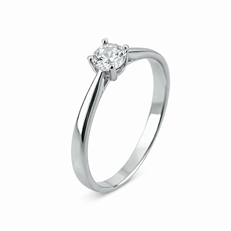 Anel em Prata 925 Solitário com Zirconia 4 Garras