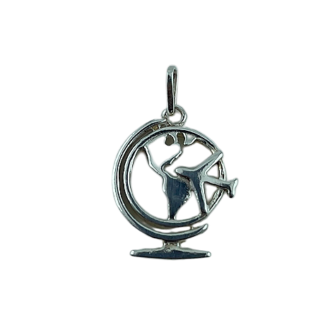 Pingente em Prata 925 Mapa Avião