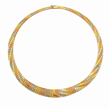 Gargantilha em Ouro 18K Tricolor Laminado 45cm