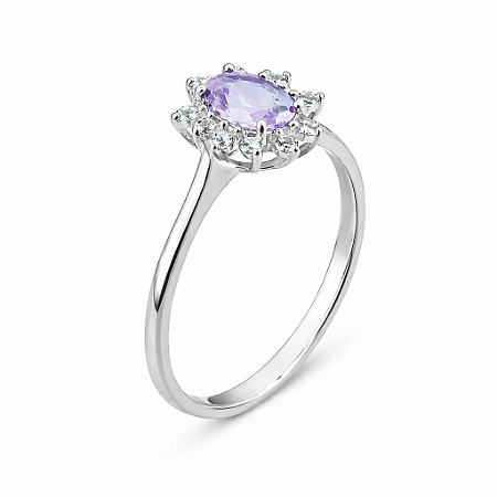 Anel em Prata 925 com Zirconia Lilás