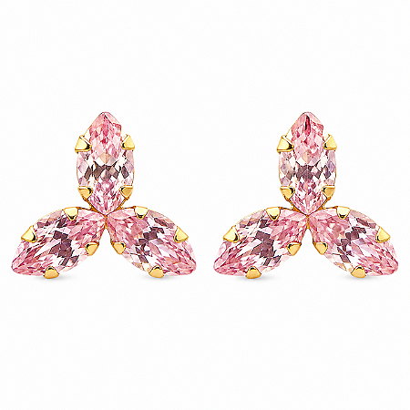 Brinco em Ouro 18k Trevo Rosa