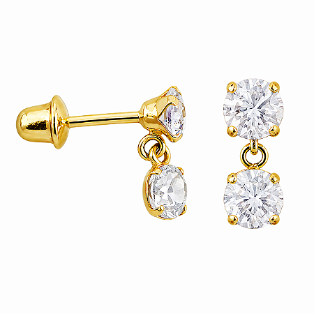 Brinco em Ouro 18k com Zircônia Pingente