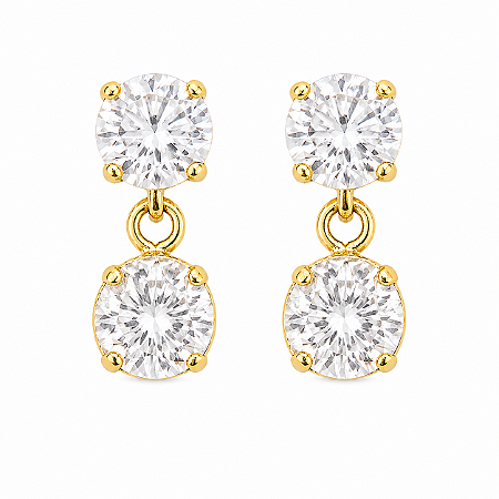 Brinco em Ouro 18k com Zircônia Pingente