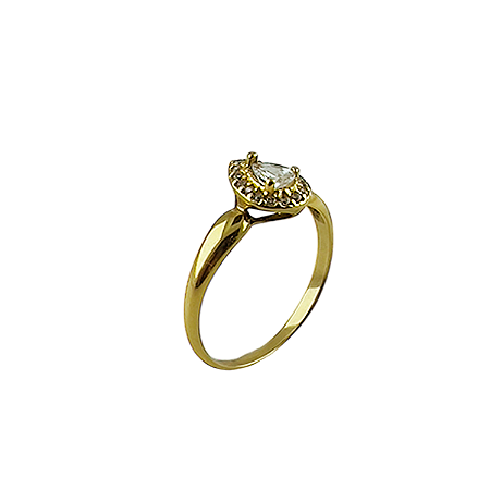 Anel em Ouro 18k Oval com Zirconias Brancas