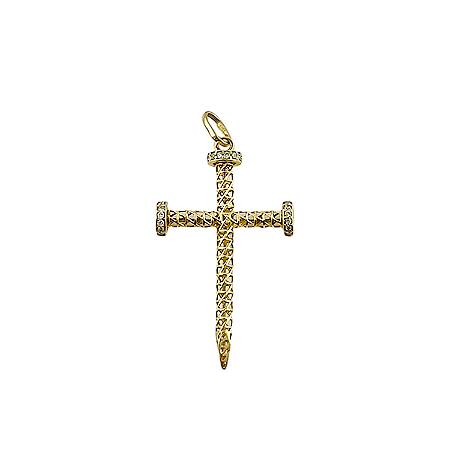 Pingente em Ouro 18k Cruz Prego com Diamantes