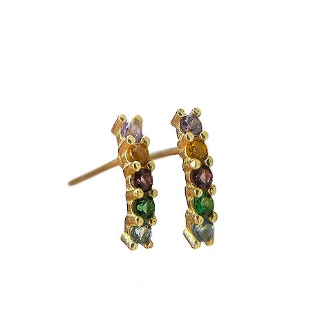 Brinco em Ouro 18k Meia Argola Colorida