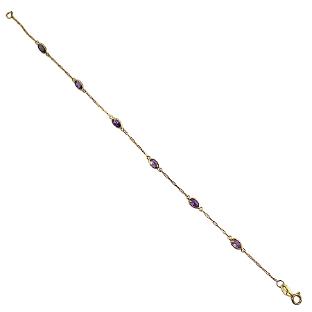 Pulseira em Ouro 18K com Zirconias Lilás