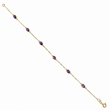 Pulseira em Ouro 18K com Zirconias Lilás