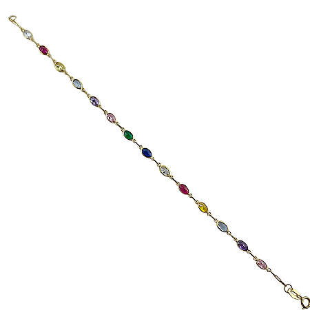 Pulseira em Ouro 18K  com Zirconias Coloridas