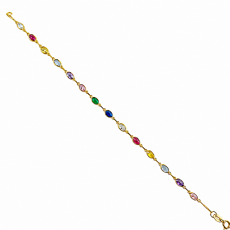 Pulseira em Ouro 18K com Zirconias Coloridas
