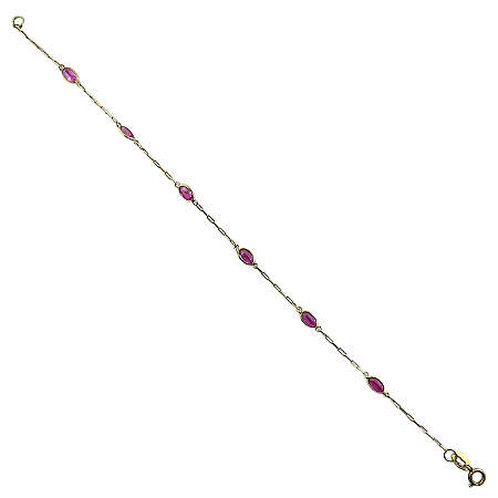 Pulseira em Ouro 18K  com Zirconias Vermelhas