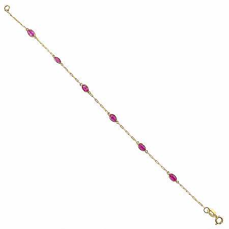 Pulseira em Ouro 18K com Zirconias Vermelhas