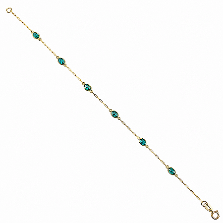 Pulseira em Ouro 18K com Zirconias Azuis Claras