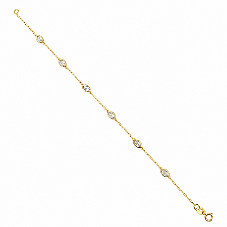 Pulseira em Ouro 18K com Zirconias Brancas