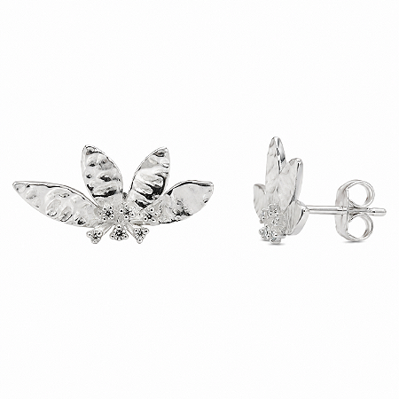 Brinco em Prata 925 Flor com Zirconias
