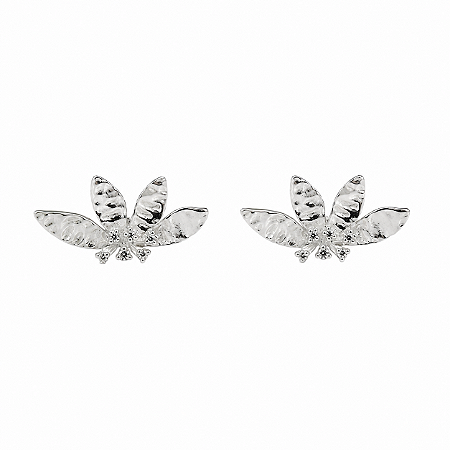 Brinco em Prata 925 Flor com Zirconias