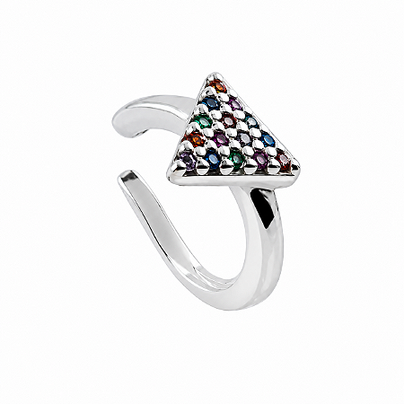 Piercing em Prata 925 Triângulo Fake com Zircônia