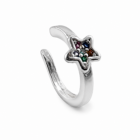 Piercing em Prata 925 Estrela Fake com Zircônia Colorida