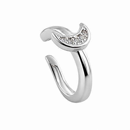 Piercing em Prata 925 Lua Fake com Zircônia Branca