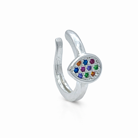 Piercing em Prata 925 Gota Fake com Zircônia Colorida