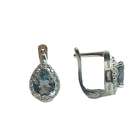 Brinco em Prata 925 Gota com Zircônia