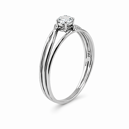 Anel em Ouro Branco 18K Aro Triplo com Diamante