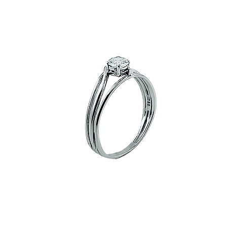 Anel em Ouro Branco 18K Aro Triplo com Diamante