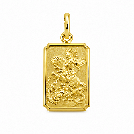 Pingente em Ouro 18k São Jorge Retangular