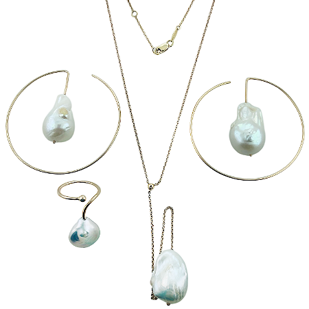 Kit em Ouro Rosé  18K Perolas de Água Doce