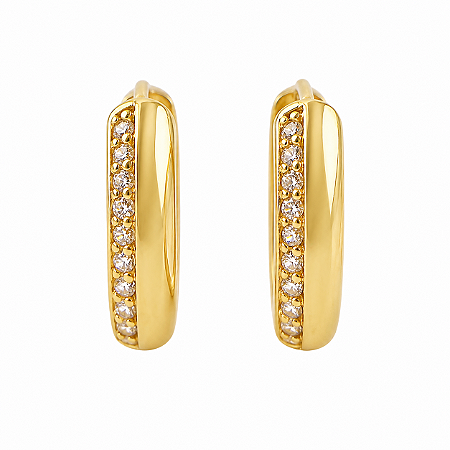 Argola em Ouro 18k Lisa Click com Zircônia