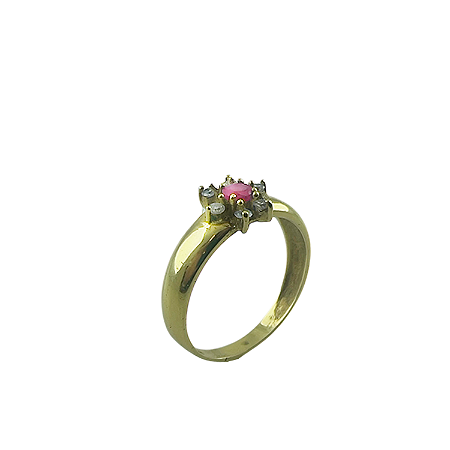 Anel em Ouro 18K com Rubi e Diamantes