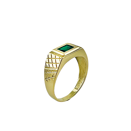Anel em Ouro 18k TV Com Esmeralda