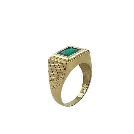 Anel em Ouro 18k TV com Zirconia Verde