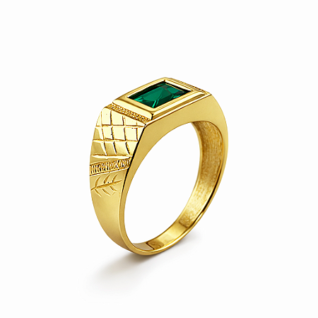 Anel em Ouro 18k TV com Zirconia Verde 5x7