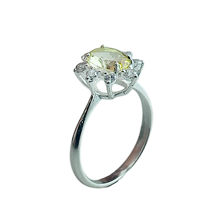 Anel em Prata 925 Oval com Zircônia Amarela
