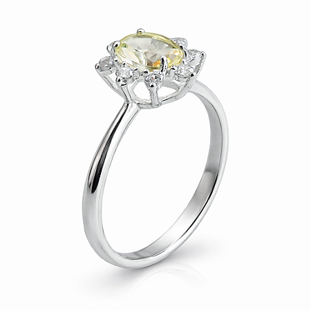 Anel em Prata 925 Oval com Zircônia Amarela