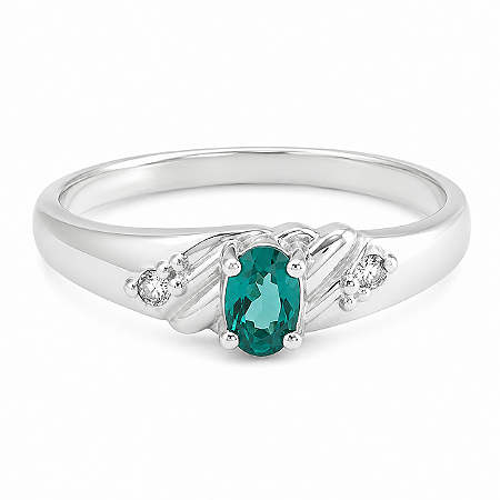 Anel em Prata 925 Oval com Zirconia Verde Claro