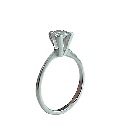 Anel em Prata 925 Solitário com Zirconia 4mm