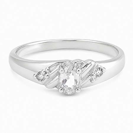 Anel em Prata 925 Oval com Zirconia Branca