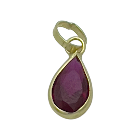 Pingente em Ouro 18K Ponto de Luz Gota Vermelho 5X3mm