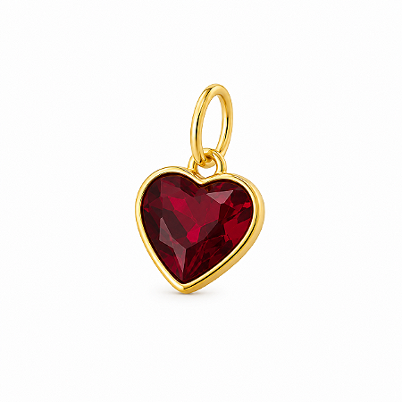 Pingente em Ouro 18K Ponto de Luz Coração Vermelho 5,00mm