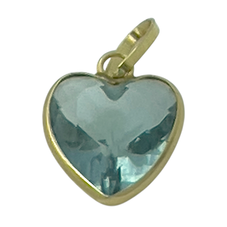 Pingente em Ouro 18K Ponto de Luz Coração Azul Bebe 6,00mm