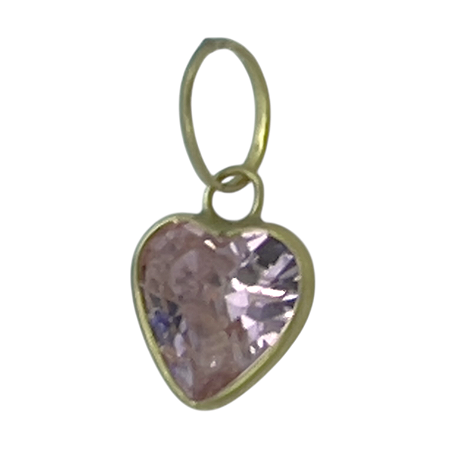 Pingente em Ouro 18K Ponto de Luz Coração Rosa 5,00mm