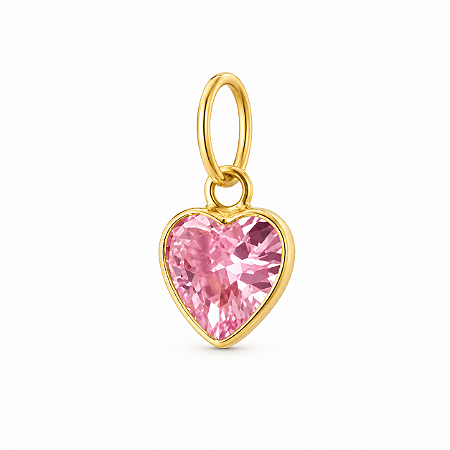 Pingente em Ouro 18K Ponto de Luz Coração Rosa 5,00mm